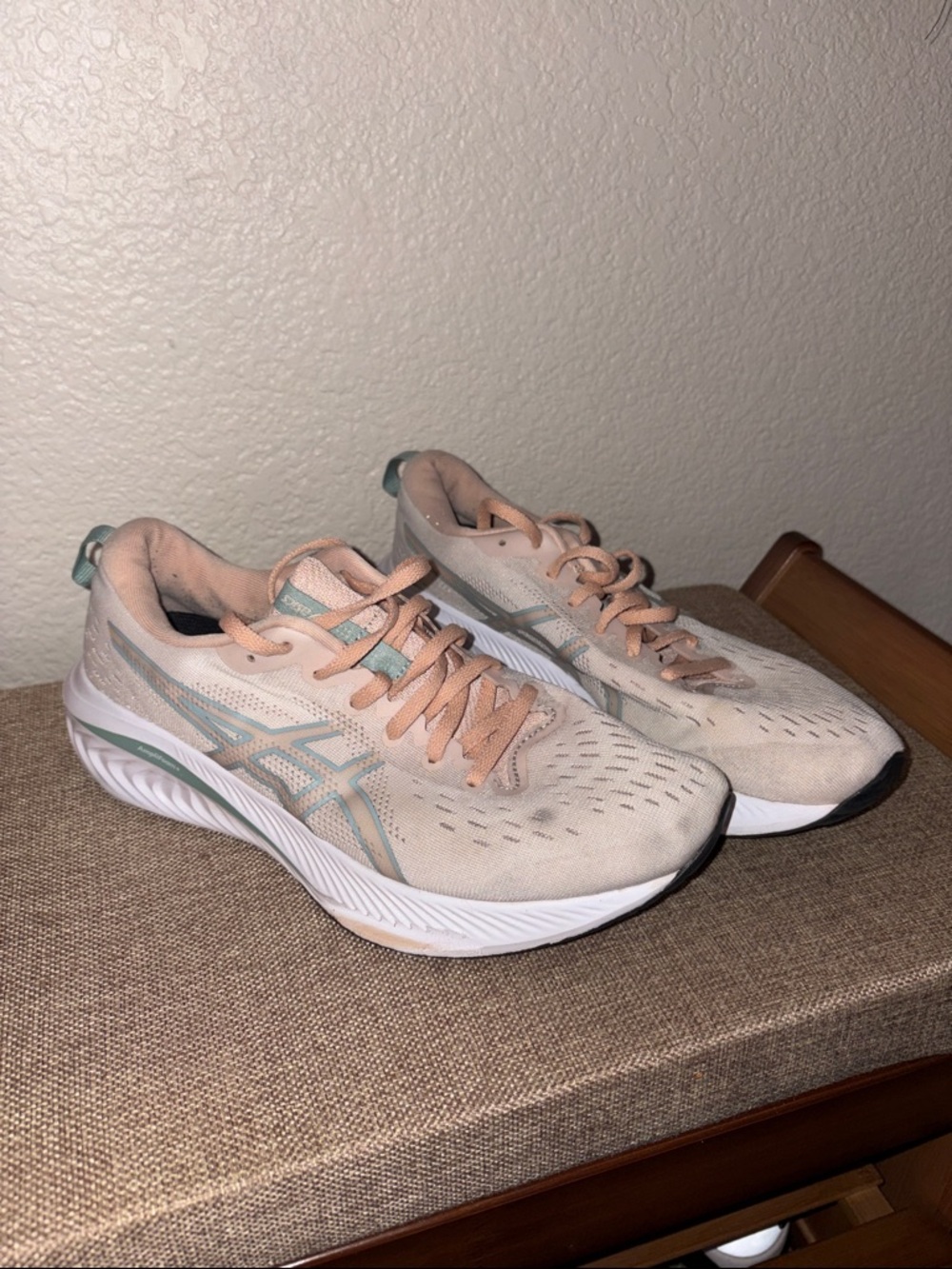 ASICS Women's Peach and Mint Running Sneakers